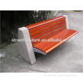 Cement stone outdoor public bench wooden commercial bench